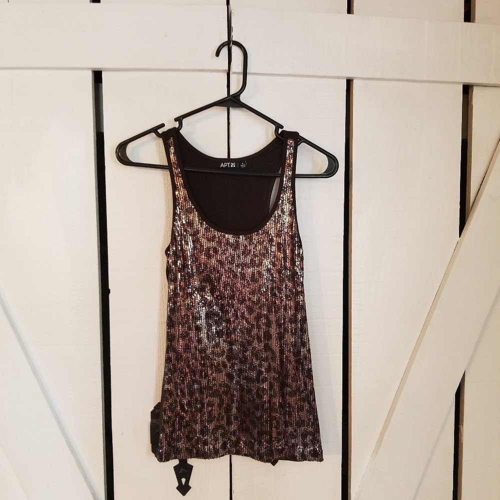 Apt 9 Sequined Leopard Tank - S